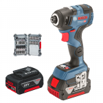 BOSCH GDR 18V-200 C Surubelnita cu impact brushless, cu 2 acumulatori Li-Ion, 4Ah, 200Nm + Set 31 biti