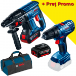 BOSCH GBH 180-LI Ciocan rotopercutor brushless Li-Ion, 2J + GSR 180-LI Masina de gaurit si insurubat Li-Ion, 54Nm + 2 acumulatori Li-Ion, 4Ah + Geanta textil