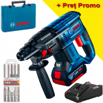 BOSCH GBH 180-LI Ciocan rotopercutor brushless, cu 1 acumulator Li-Ion 4Ah, 2J + Set 5 burghie + Valiza