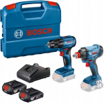 BOSCH Kit 2 scule 18V GSR 185 Masina de gaurit si insurubat brushless Li-Ion, 50Nm + GDX 180 Masina de insurubat cu impact Li-Ion, 180Nm cu 2 acumulatori 2Ah + Incarcator + Valiza L-CASE
