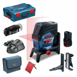 BOSCH GCL 2-50 C + RM 2 + BM 3 + GAA 12V Nivela laser cu linii cu 2 acu 2Ah (20 m) cu Bluetooth + Suport rotativ + Suport perete + Adaptor USB + L-BOXX