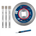 BOSCH  Caseta 3 burghie diamantate EXPERT gaurire uscata 6/6/8 mm + Disc diamantat 125 mm + Marker