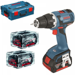 BOSCH GSR 18 V-EC Masina de gaurit si insurubat brushless, cu 3 acumulatori Li-Ion, 5Ah, 50Nm + L-BOXX