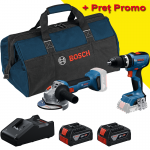 BOSCH Kit 2 scule 18V GSB 18V-65 + GWS 18V-8 + 2x GBA 4.0Ah + GAL 18V-40 + GEANTA