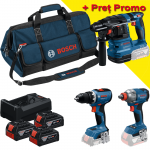 BOSCH Kit 3 scule 18V GSR + GDX + GBH + 3x5.0Ah + GAL 12V/18V-80 + Geanta textil