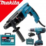 MAKITA HR2450 Ciocan rotopercutor SDS-plus 780W, 2.3J + DF457DWE Masina de gaurit si insurubat cu 2 acumulatori Li-Ion, 18V, 1.3Ah, 42Nm