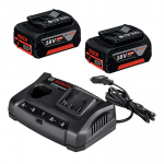 BOSCH GBA18V + GAX 18V-30 Set 2 acumulatori Li-Ion, 18V, 5Ah + Incarcator dublu de 3Ah, 12V-18V + port USB