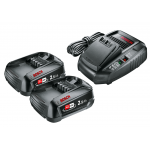 BOSCH PBA18V + AL1830CV Set 2 acumulatori Li-Ion, 18V, 2.5Ah + Incarcator rapid de 3Ah, DIY