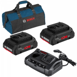 BOSCH ProCORE 18V + GAX 18V-3 Set 2 acumulatori Li-Ion, 18V, 4Ah ProCORE + Incarcator dublu de 3Ah, 12V-18V + port USB + Geanta textil mediu