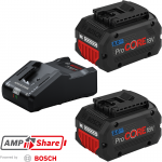 BOSCH ProCORE 18V + GAL18V-160C AmpShare Set 2 acumulatori Li-Ion, 18V, 8Ah + Incarcator Power Boost de 16Ah