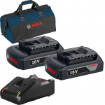 BOSCH GBA18V + GAL18V-40 Set 2 acumulatori Li-Ion, 18V, 2Ah + Incarcator 4Ah + Geanta textil mediu