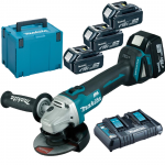 MAKITA DGA504RFJ4 Polizor unghiular brushless, cu 4 acumulatori Li-Ion, 18V, 3Ah + incarcator cu 2 porturi + Makpac