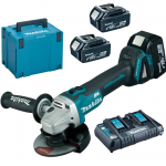 MAKITA DGA504RTJ3 Polizor unghiular brushless, cu 3 acumulatori Li-Ion, 18V, 5Ah + incarcator cu 2 porturi + Makpac