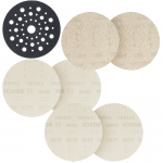 BOSCH  Set 6 foi EXPERT (slefuire fara praf) 125 mm, mixte R80/120/180 + Piesa intermediara pentru protectie talpa