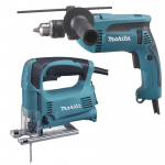 MAKITA 4329 Ferastrau pentru decupat 450 W + HP1640 Masina de gaurit cu percutie 680 W