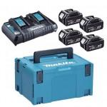 MAKITA  Kit 4 acumulatori Li-Ion, 18V LXT, 5Ah (MAKPAC3 + BL1850Bx4 + DC18RD)