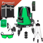 ADA 3D LINER 4V GREEN + ELEVATION 16B + LR-360 GREEN Nivela laser cu linii verzi (40/70 m) + Ochelari + Valiza de aluminiu + Stativ pentru constructii + Receptor laser