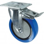 CROMWELL  Rola de rezerva BRAKED SWIVEL PLATE 75 mm BLUE RUBBER TYRE