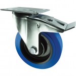 CROMWELL  Rola de rezerva BRAKED SWIVEL PLATE 100 mm BLUE RUBBER TYRE