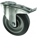 CROMWELL  Rola de rezerva BRAKED SWIVEL BOLT HOLE 100 mm  GREY RUBBER TYRE