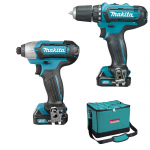 MAKITA CLX201SA KIT 2 SCULE 10.8V (DF331DZ + TD110DZ) cu 2 acumulatori Li-Ion, de 2Ah + Geanta textil