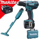 MAKITA DDF446RFE Masina de gaurit si insurubat cu 2 acumulatori Li-Ion, 14.4V, 3Ah, 45Nm + DCL142Z  Aspirator Li-Ion, 14.4V fara acumulator in set (SOLO)