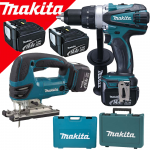 MAKITA DDF448RFE Masina de gaurit si insurubat cu 2 acumulatori Li-Ion, 14.4V, 3Ah, 77Nm + DJV140RFE Ferastrau pentru decupat cu 2 acumulatori Li-Ion, 14.4V, 3Ah