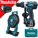 MAKITA DDF448RME Masina de gaurit si insurubat cu 2 acumulatori Li-Ion, 14.4V, 4Ah, 77Nm + BCF201Z  Ventilator Li-Ion, 14.4 V-18 V, fara acumulator in set (SOLO)