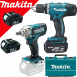 MAKITA DDF453RFE3 Masina de gaurit si insurubat cu 3 acumulatori Li-Ion, 18V, 3Ah, 42Nm + DTW190Z  Masina de insurubat cu impact Li-Ion, 18V, 190Nm, fara acumulator in set (SOLO)