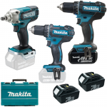 MAKITA DDF482RFE3 Masina de gaurit si insurubat cu 3 acumulatori Li-Ion, 18V, 3Ah, 62Nm + DDF482Z + DTW190Z Masina de gaurit si insurubat Li-Ion, 18V, 62 Nm (SOLO) + Masina de insurubat cu impact Li-Ion, 18V, 190Nm (SOLO)