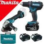 MAKITA DDF482RFE3 Masina de gaurit si insurubat cu 3 acumulatori Li-Ion, 18V, 3Ah, 62Nm + DGA504Z Polizor unghiular brushless, Li-Ion, 18V (SOLO)