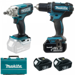 MAKITA DDF482RFE3 Masina de gaurit si insurubat cu 3 acumulatori Li-Ion, 18V, 3Ah, 62Nm + DTW190Z Masina de insurubat cu impact Li-Ion, 18V, 190Nm (SOLO)