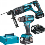 MAKITA DDF485RF3J Masina de gaurit si insurubat brushless cu 3 acumulatori Li-Ion, 18V, 3Ah, 50Nm + Makpac + DHR241Z Ciocan rotopercutor Li-Ion, 18V, 2J