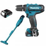 MAKITA DF331DSYE Masina de gaurit si insurubat cu 2 acumulatori Li-Ion, 10.8V, 1.5Ah, 30Nm + CL107FDZ Aspirator Li-Ion, 10.8V CXT, fara acumulator in set (SOLO)