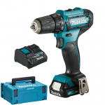 MAKITA DF333DNJ Masina de gaurit si insurubat cu 1 acumulator Li-Ion, 12V CXT, 2Ah, 30Nm + incarcator cu 2 porturi 12V-18V + MakPac