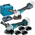 MAKITA DGA511Z + DGA504Z Polizor unghiular cu turatie variabila, Li-Ion, 2x18V + Polizor unghiular brushless, Li-Ion, 18V + 198830-2 Kit acumulatori 18 V, 3 Ah (MAKPAC + BL1830Bx4 + DC18RD)