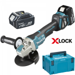 MAKITA DGA519RTJ Polizor unghiular brushless, cu regulator, cu 2 acumulatori Li-Ion, 5Ah, diametru disc 125 mm + MAKPAC, cu X-LOCK