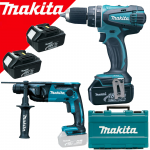 MAKITA DHP456RFE3 Masina de gaurit cu percutie cu 3 acumulatori Li-Ion, 18V, 3Ah, 50Nm + DHR165Z Ciocan rotopercutor Li-Ion, 18V, 1.3J, fara acumulator in set (SOLO)