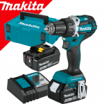 MAKITA DHP484RTJ Masina de gaurit cu percutie brushless cu 2 acumulatori Li-Ion, 18V, 5Ah, 54Nm + Makpac