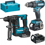 MAKITA DHP485RF3J Masina de gaurit cu percutie brushless cu 3 acumulatori Li-Ion, 18V, 3Ah, 50Nm + Makpac + DHR171Z Ciocan rotopercutor brushless, Li-Ion, 18V, 1.2J