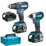 MAKITA DHP485RF3J Masina de gaurit cu percutie brushless cu 3 acumulatori Li-Ion, 18V, 3Ah, 50Nm + Makpac + DTD155Z Masina de insurubat cu impact Li-Ion 18V, 140Nm