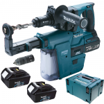 MAKITA DHR243RTJ1 Ciocan rotopercutor brushless, cu 3 acumulatori Li-Ion, 18V, 5 Ah, 2J + Sistem de aspirare DX02