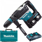 MAKITA DHR400T2UN Ciocan rotopercutor SDS MAX, brushless, 2x18V, cu 2 acumultori Li-Ion, 18V, 5Ah, 8J + Valiza