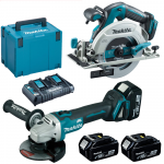 MAKITA DHS680Z + DGA504Z Ferastrau circular brushless, Li-Ion, 18V + Polizor unghiular brushless, Li-Ion, 18V + 198844-1 Kit acumulatori 18 V, 5 Ah (MAKPAC + BL1850Bx3 + DC18RD)