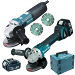 MAKITA DK0080TJX2 KIT 2 SCULE (DGA504RTJ cu 2 acumulatori Li-Ion, de 5 Ah + GA5040RKDJ Polizor unghiular 1400W cu accesorii)