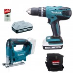 MAKITA DK18113X1 Masina de gaurit cu percutie HP457DWE + Ferastrau pentru decupat JV183DZ (SOLO)