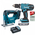 MAKITA DK18298X1 Masina de gaurit si insurubat DF457DWE + Ferastrau pentru decupat JV183DZ (SOLO)