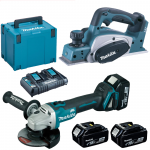 MAKITA DKP180Z + DGA504Z Rindea Li-ion 18V + Polizor unghiular brushless, Li-Ion, 18V + 198830-2 Kit acumulatori 18 V, 5 Ah (MAKPAC + BL1850Bx3 + DC18RD)