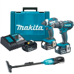 MAKITA DLX2127X1 Kit 2 scule 18V (DDF482Z + DTD152Z) cu 3 acumulatori Li-Ion LXT, de 3Ah + Valiza + DCL180ZB Aspirator Li-Ion, 18V LXT (SOLO)