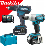 MAKITA DLX2133J Kit 2 scule 18V (DHP482Z + DTW251Z) cu 2 acumulatori Li-Ion LXT, de 3Ah + Makpac